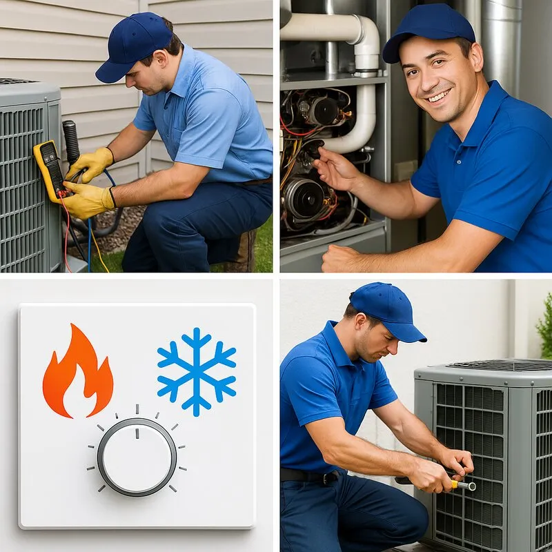 Hennessey technicians servicing furnaces and condensers